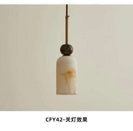 Vintage Marble & Gold Pendant Light — Bedside & Dining Fixture - Hans Lumiere