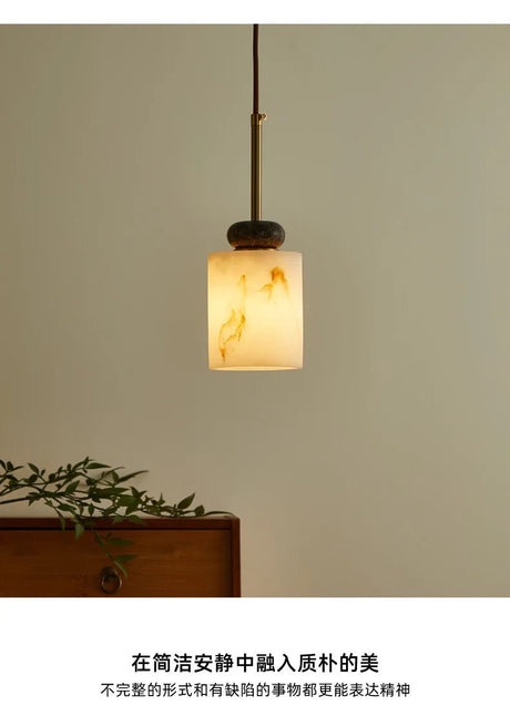 Vintage Marble & Gold Pendant Light — Bedside & Dining Fixture - Hans Lumiere