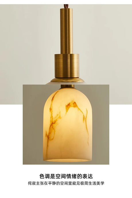 Vintage Marble & Gold Pendant Light — Bedside & Dining Fixture - Hans Lumiere