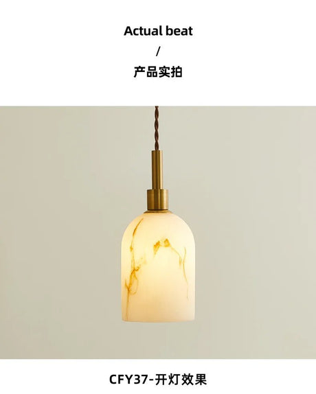 Vintage Marble & Gold Pendant Light — Bedside & Dining Fixture - Hans Lumiere