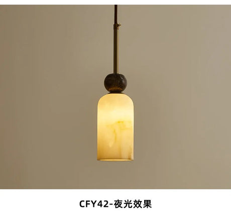 Vintage Marble & Gold Pendant Light — Bedside & Dining Fixture - Hans Lumiere