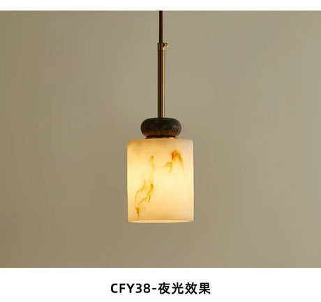 Vintage Marble & Gold Pendant Light — Bedside & Dining Fixture - Hans Lumiere