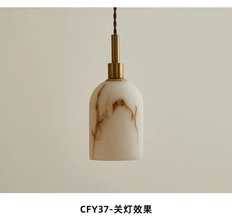 Vintage Marble & Gold Pendant Light — Bedside & Dining Fixture - Hans Lumiere