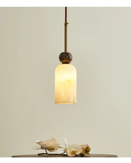 Vintage Marble & Gold Pendant Light — Bedside & Dining Fixture - Hans Lumiere