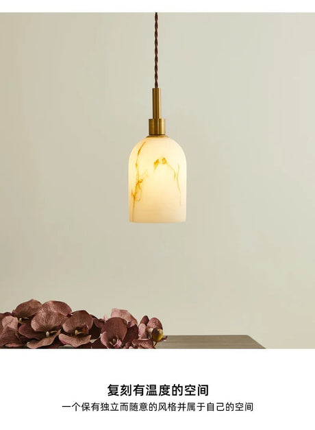 Vintage Marble & Gold Pendant Light — Bedside & Dining Fixture - Hans Lumiere
