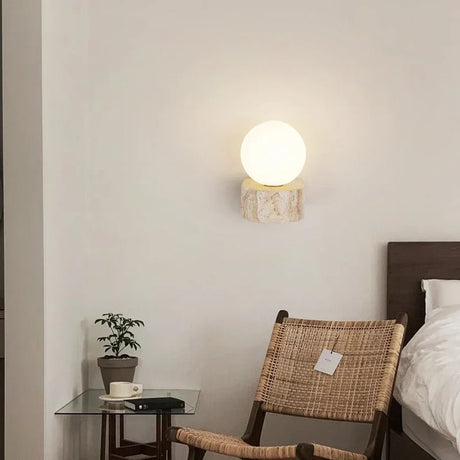 Vintage Natural Stone Glass Lampshade LED Wall Lamp - Hans Lumiere
