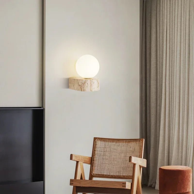 Vintage Natural Stone Glass Lampshade LED Wall Lamp - Hans Lumiere