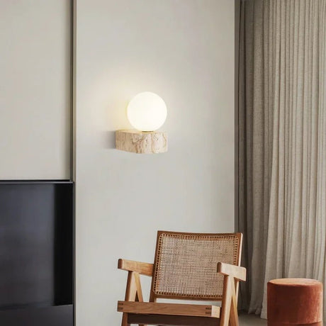 Vintage Natural Stone Glass Lampshade LED Wall Lamp - Hans Lumiere