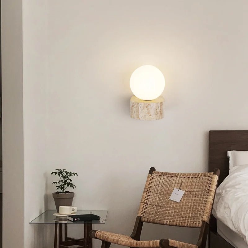 Vintage Natural Stone Glass Lampshade LED Wall Lamp - Hans Lumiere