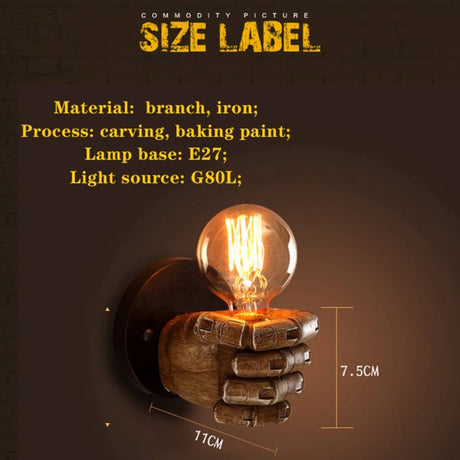 Vintage Resin Fist European Style Wall Lamp - Hans Lumiere