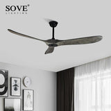 Vintage Wood Ceiling Fan With Remote Control - Hans Lumiere