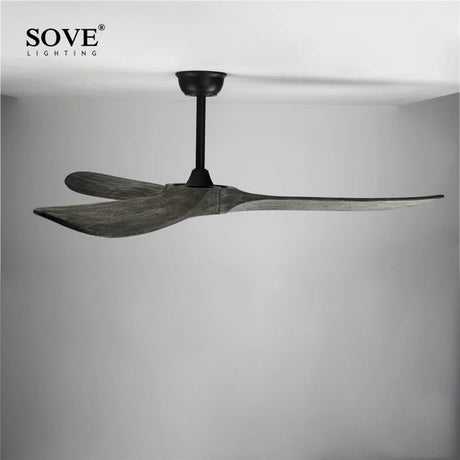 Vintage Wood Ceiling Fan With Remote Control - Hans Lumiere