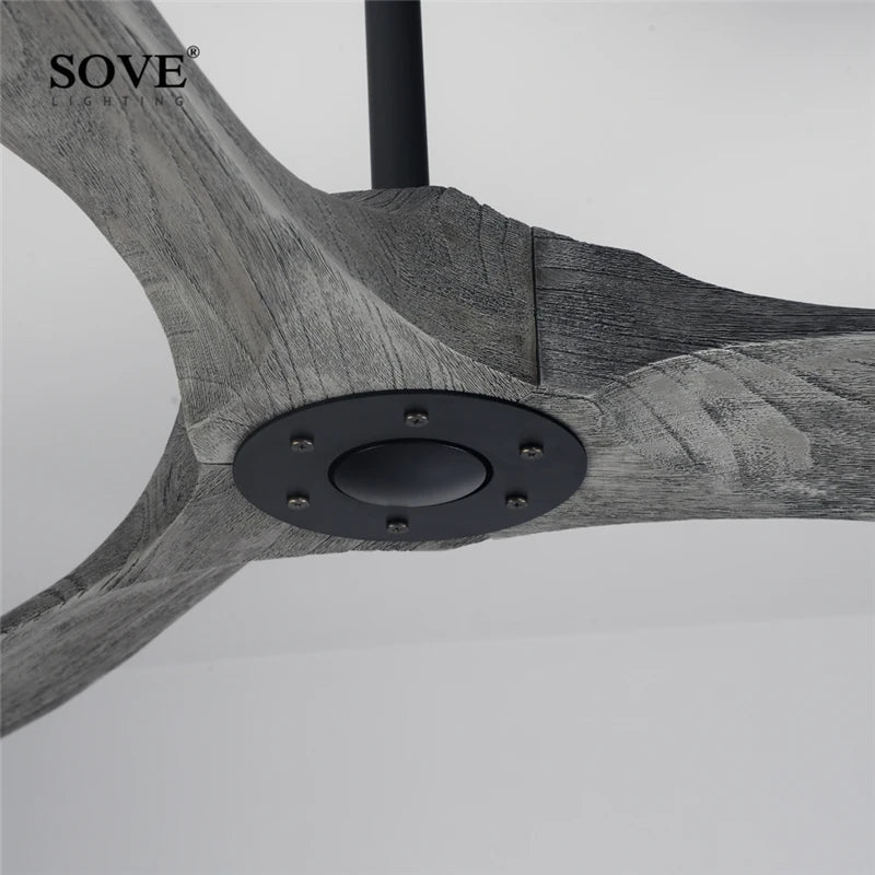 Vintage Wood Ceiling Fan With Remote Control - Hans Lumiere
