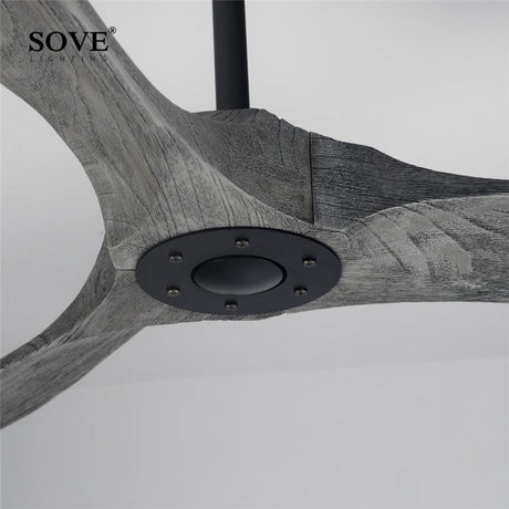 Vintage Wood Ceiling Fan With Remote Control - Hans Lumiere