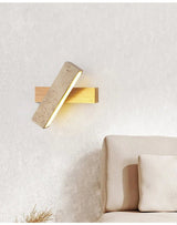 Wabi-Sabi Cave Stone Wall Sconce with Solid Wood Base - Hans Lumiere