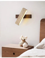 Wabi-Sabi Cave Stone Wall Sconce with Solid Wood Base - Hans Lumiere