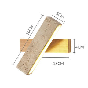 Wabi-Sabi Cave Stone Wall Sconce with Solid Wood Base - Hans Lumiere