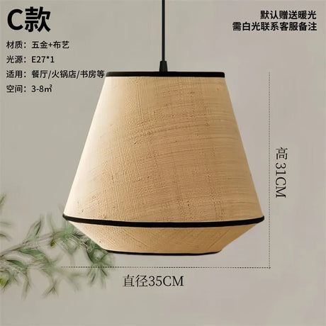 Wabi-Sabi Japanese Fabric Pendant Light - Bedroom & Restaurant - Hans Lumiere