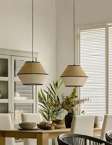 Wabi-Sabi Japanese Fabric Pendant Light - Bedroom & Restaurant - Hans Lumiere