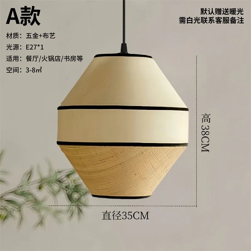 Wabi-Sabi Japanese Fabric Pendant Light - Bedroom & Restaurant - Hans Lumiere