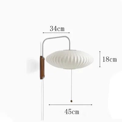 Wabi-Sabi Silk & Wood Wall Lamp – Japanese Style Sconce - Hans Lumiere