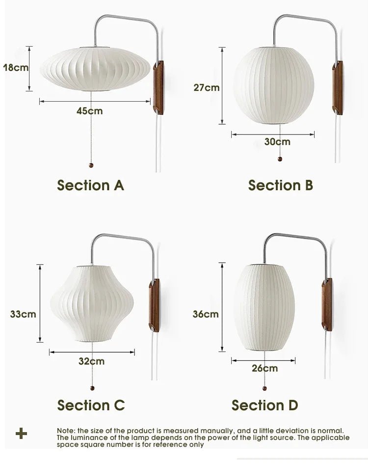 Wabi-Sabi Silk & Wood Wall Lamp – Japanese Style Sconce - Hans Lumiere