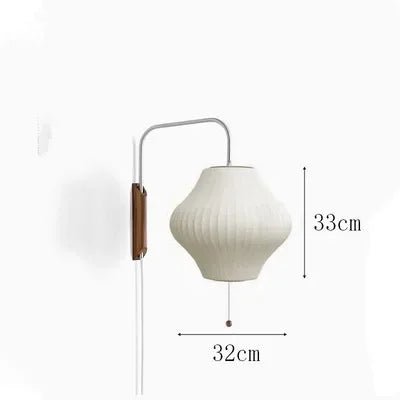 Wabi-Sabi Silk & Wood Wall Lamp – Japanese Style Sconce - Hans Lumiere