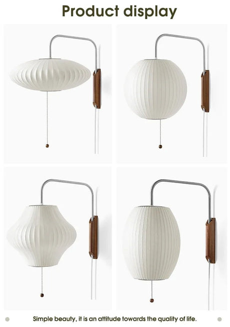 Wabi-Sabi Silk & Wood Wall Lamp – Japanese Style Sconce - Hans Lumiere