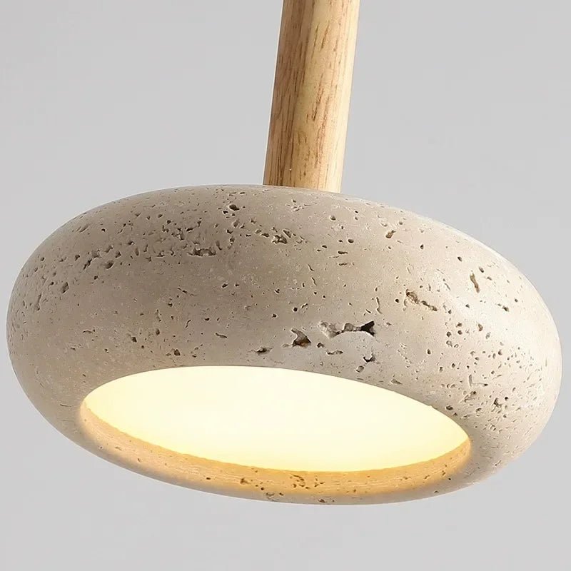 Wabi Sabi Style Natural Travertine LED Pendant Light - Hans Lumiere