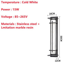 Waterproof Stainless Steel Marble LED Wall Porch Lamp - Hans Lumiere