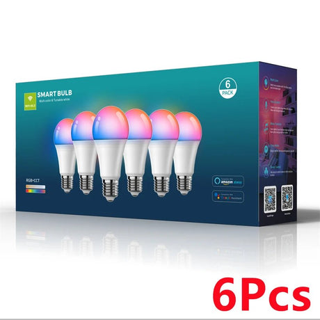 WiFi Bluetooth Smart LED Bulb E27 RGB + Tunable White, Alexa & Google, 1-12 Pack - Hans Lumiere