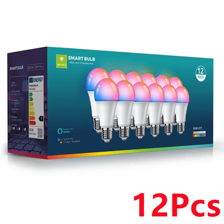 WiFi Bluetooth Smart LED Bulb E27 RGB + Tunable White, Alexa & Google, 1-12 Pack - Hans Lumiere