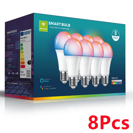 WiFi Bluetooth Smart LED Bulb E27 RGB + Tunable White, Alexa & Google, 1-12 Pack - Hans Lumiere