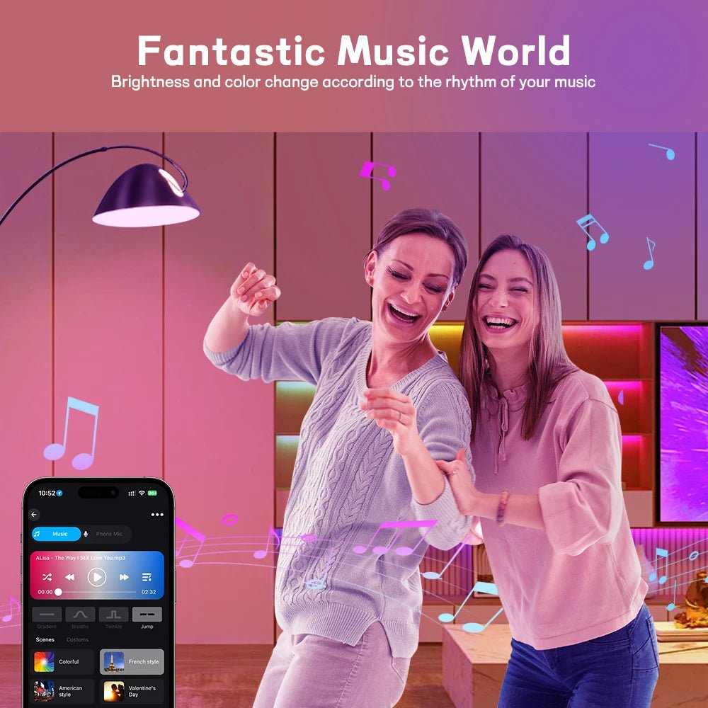 WiFi Bluetooth Smart LED Bulb E27 RGB + Tunable White, Alexa & Google, 1-12 Pack - Hans Lumiere