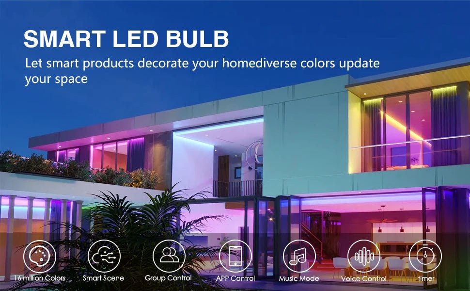 WiFi Bluetooth Smart LED Bulb E27 RGB + Tunable White, Alexa & Google, 1-12 Pack - Hans Lumiere