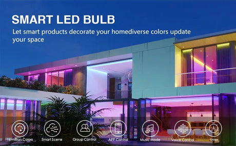 WiFi Bluetooth Smart LED Bulb E27 RGB + Tunable White, Alexa & Google, 1-12 Pack - Hans Lumiere