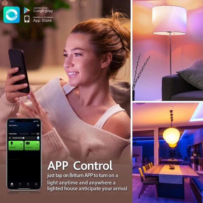 WiFi Bluetooth Smart LED Bulb E27 RGB + Tunable White, Alexa & Google, 1-12 Pack - Hans Lumiere