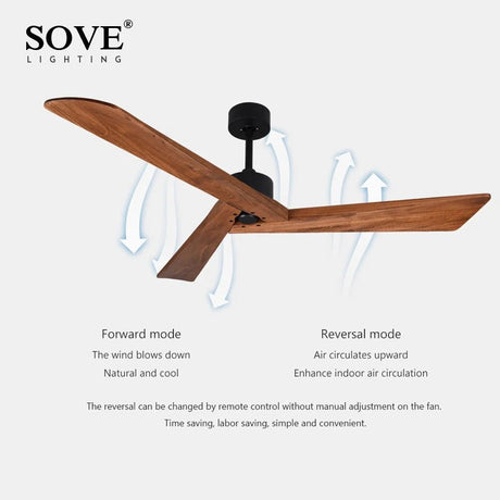 Wood Ceiling Fan Without Light With Remote Control - Hans Lumiere