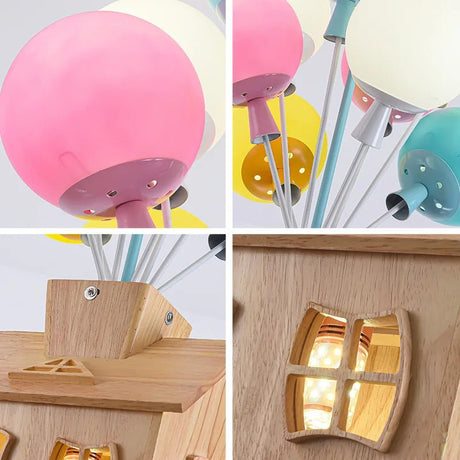 Wooden House Flying Balloon Ceiling Light - Hans Lumiere