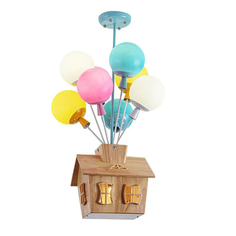Wooden House Flying Balloon Ceiling Light - Hans Lumiere