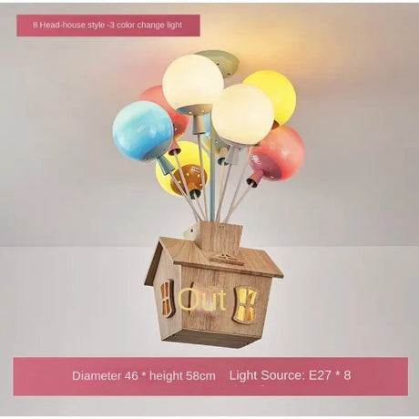 Wooden House Flying Balloon Ceiling Light - Hans Lumiere