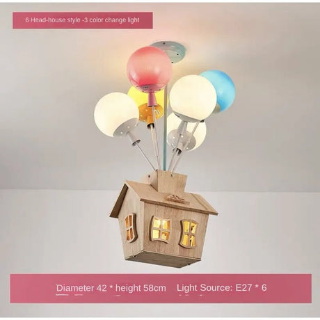 Wooden House Flying Balloon Ceiling Light - Hans Lumiere