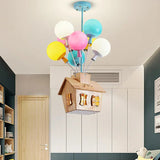 Wooden House Flying Balloon Ceiling Light - Hans Lumiere