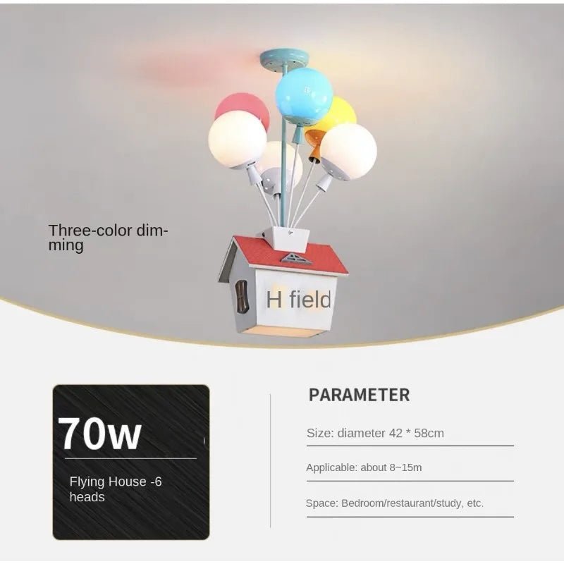 Wooden House Flying Balloon Ceiling Light - Hans Lumiere
