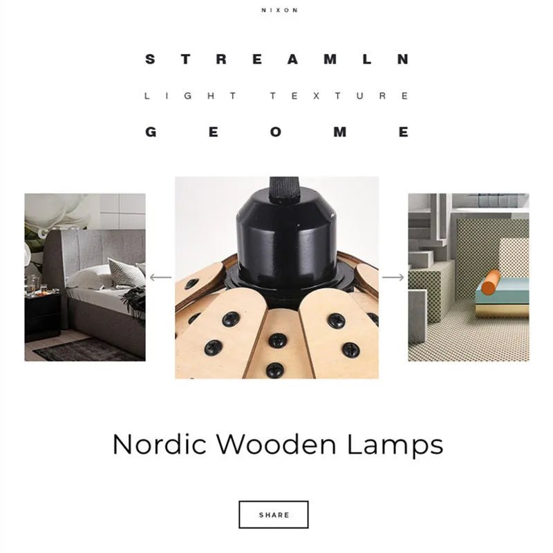 Wooden Nordic Pendant Light Ceiling Chandelier - Hans Lumiere