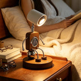Wooden Robot Bedside Lamp - Adjustable Dimmable LED Night Light - Hans Lumiere