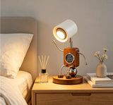 Wooden Robot Bedside Lamp - Adjustable Dimmable LED Night Light - Hans Lumiere