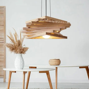 Wooden Triangular Shuttle Wood Pendant Light - Hans Lumiere