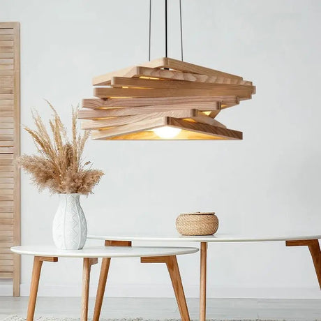 Wooden Triangular Shuttle Wood Pendant Light - Hans Lumiere