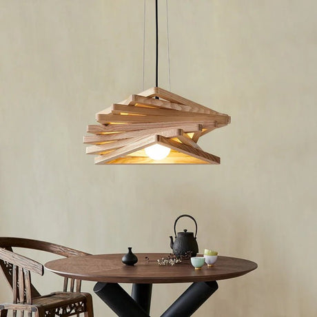 Wooden Triangular Shuttle Wood Pendant Light - Hans Lumiere
